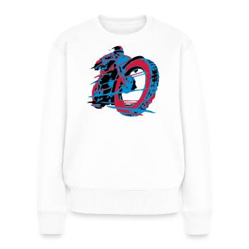 classique Moto 3 couleurs sélectionnable - Pull Premium bio Femme - blanc - Devant - Julia (174cm)