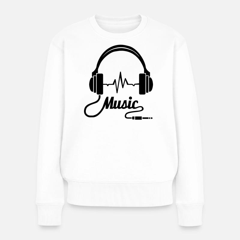Ohrhörer Musik! - Frauen Premium Bio Pullover - Weiß