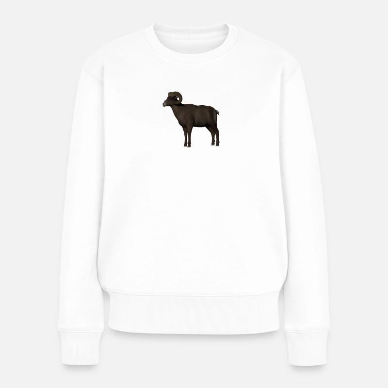 Starker Steinbock Symbolik auf Naturdesign - Frauen Premium Bio Pullover - Weiß