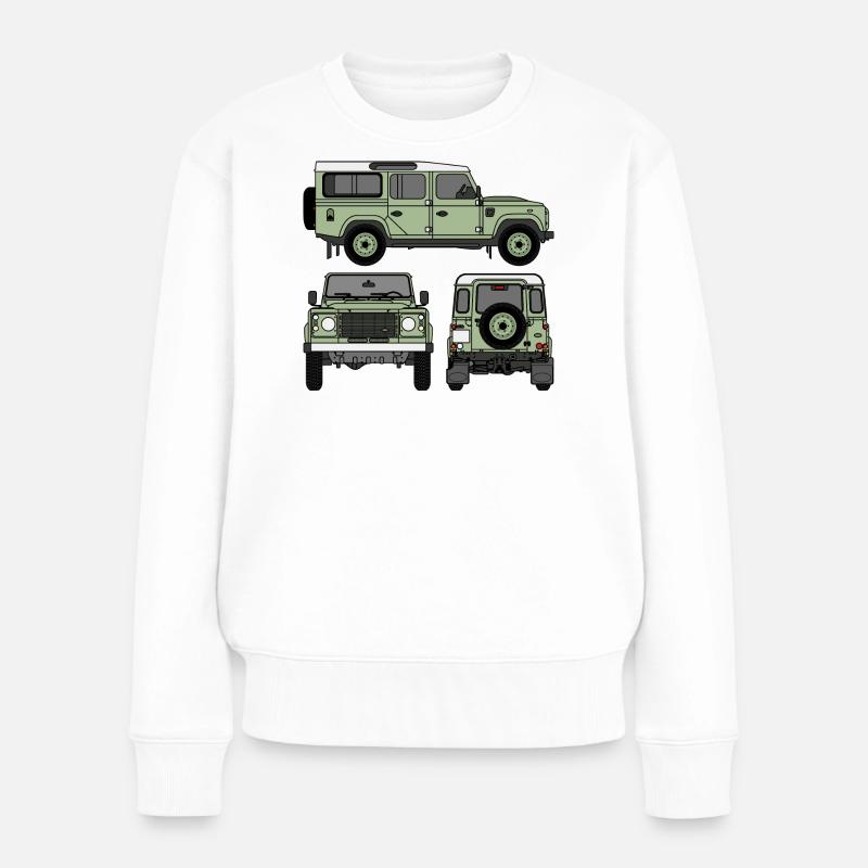 Defender 110 - Seiten - Frauen Premium Bio Pullover - Weiß