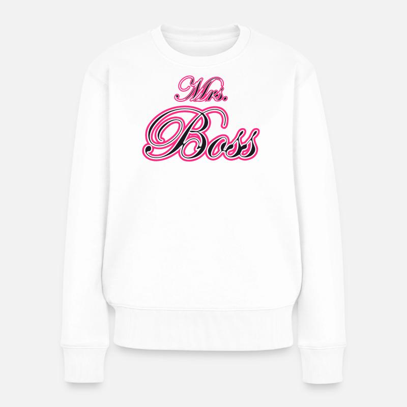 Mrs Frau Chefin Ehefrau Geschenk - Frauen Premium Bio Pullover - Weiß
