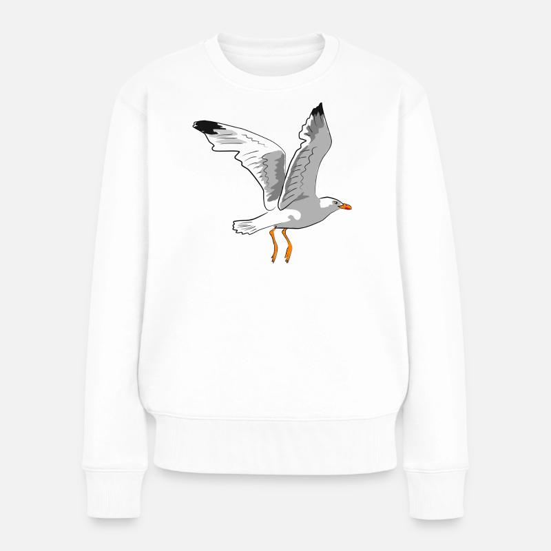 Stilvolle Möwe im Flug - Frauen Premium Bio Pullover - Weiß