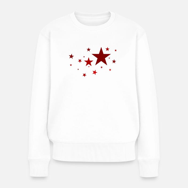 Sterne in Rot - Frauen Premium Bio Pullover - Weiß
