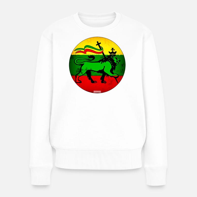Lion Judah Reggae Flag - Pull Premium bio Femme - blanc