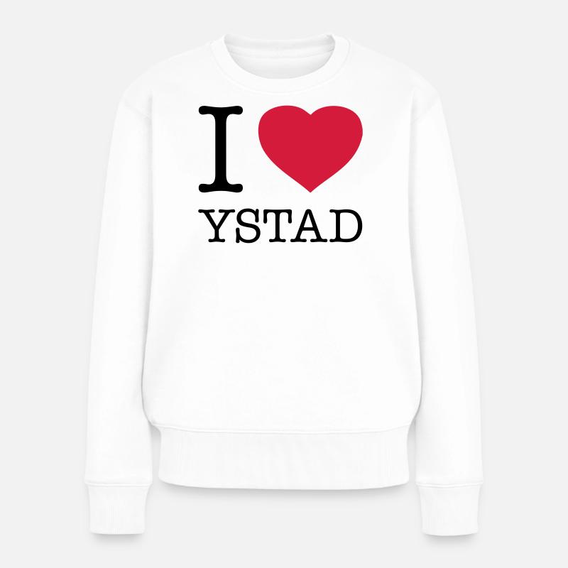 I LOVE YSTAD Schweden Sweden - Frauen Premium Bio Pullover - Weiß