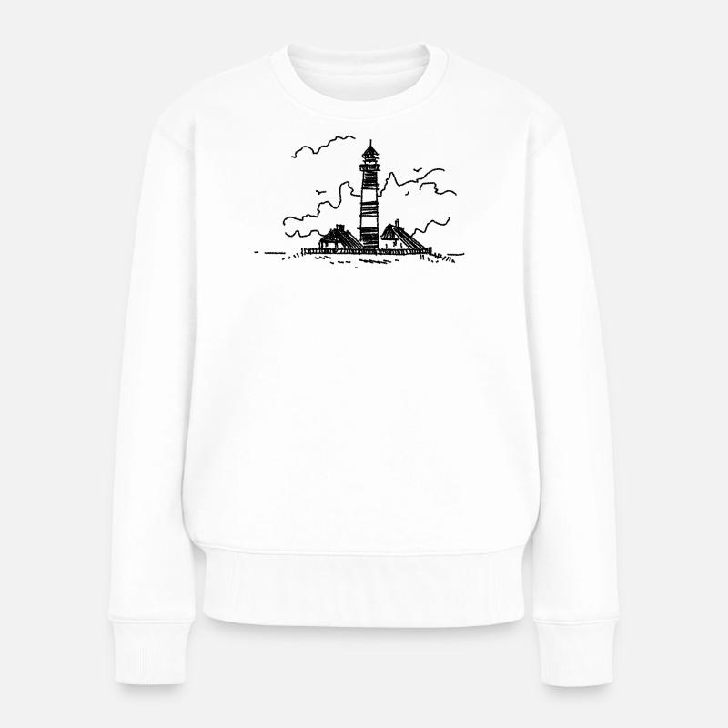 Leuchtturm Westerhever - Frauen Premium Bio Pullover - Weiß