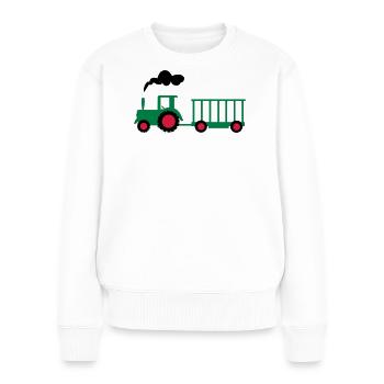 traktor trecker landwirtschaft - Frauen Premium Bio Pullover - Weiß - Vorne - Julia (174cm)