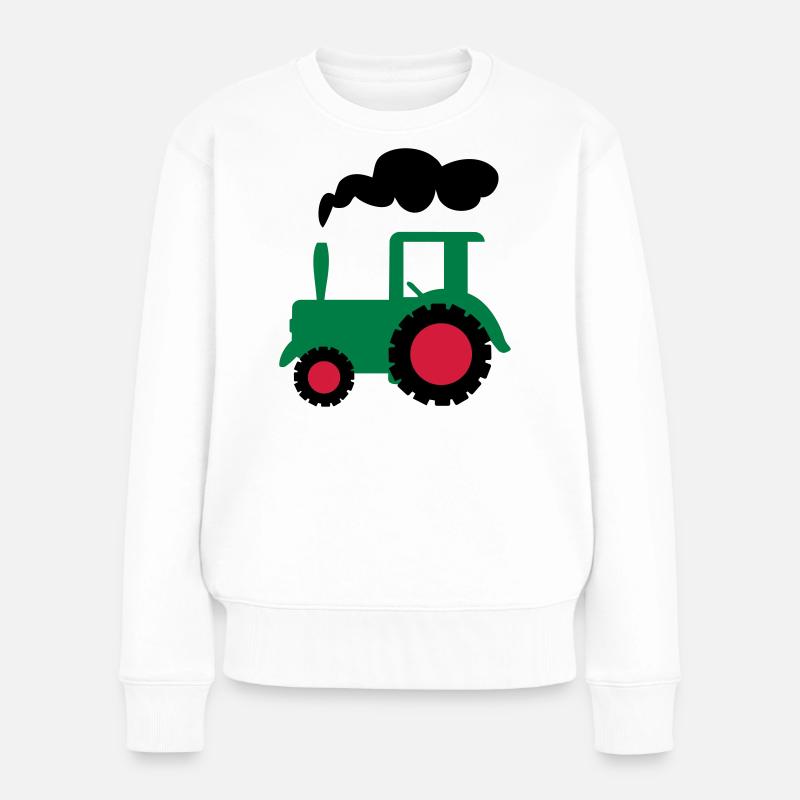 traktor trecker landwirtschaft - Frauen Premium Bio Pullover - Weiß