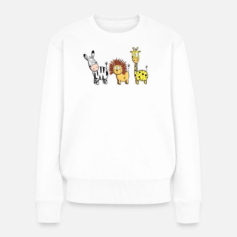 Happy Wildtiere Comic I Beste Freunde Tiere - Frauen Premium Bio Pullover - Weiß