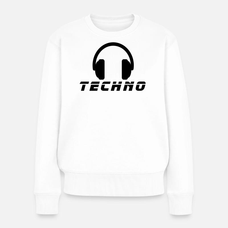 Techno Music - Frauen Premium Bio Pullover - Weiß