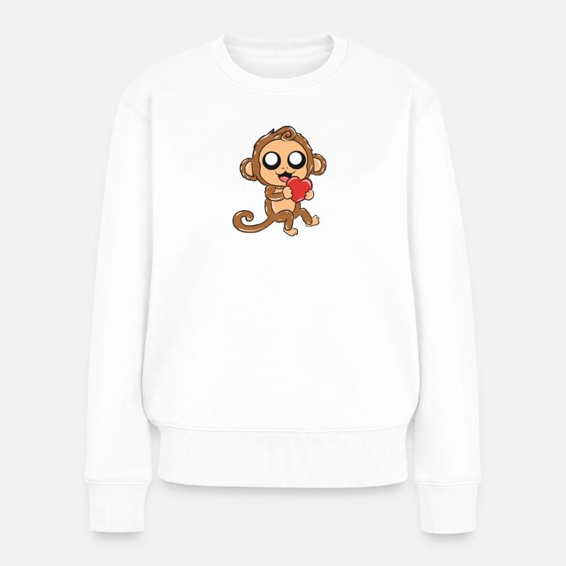 monkey - Women's Premium Organic Jumper - white