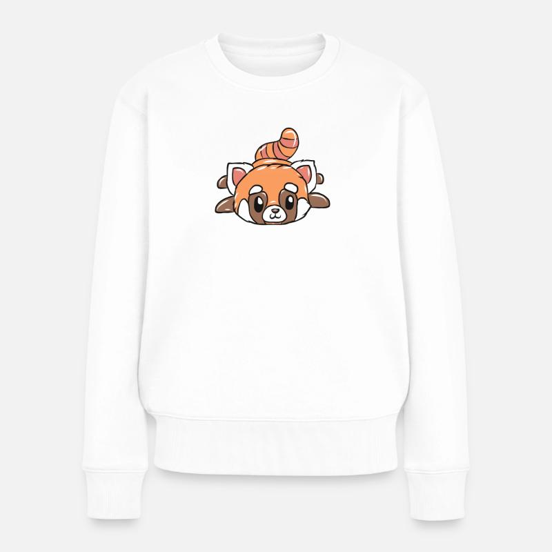 Roter Panda - Frauen Premium Bio Pullover - Weiß