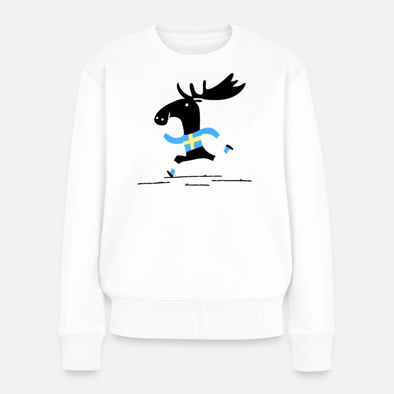 Schweden Elch - Frauen Premium Bio Pullover - Weiß