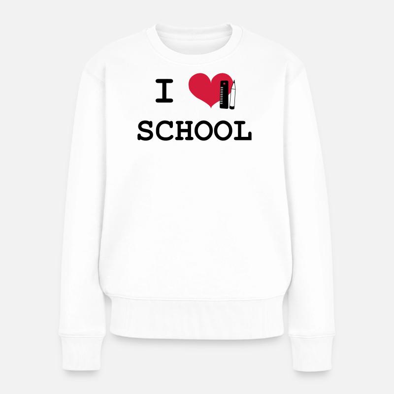 I Love School - Frauen Premium Bio Pullover - Weiß