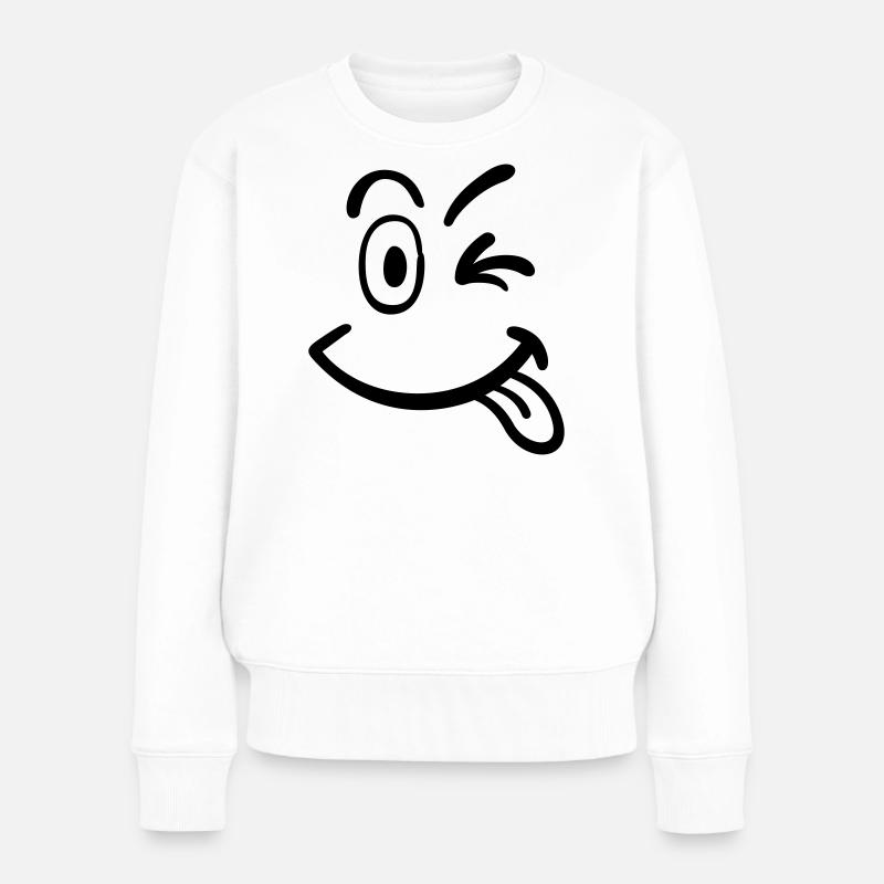 smiley - Frauen Premium Bio Pullover - Weiß
