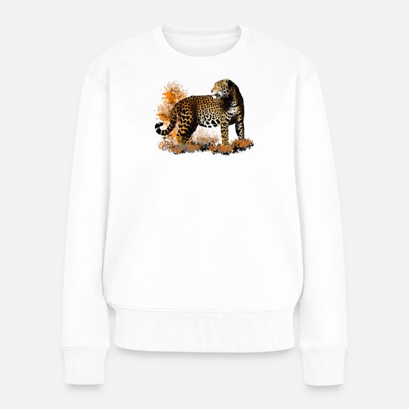 Leopard - Frauen Premium Bio Pullover - Weiß