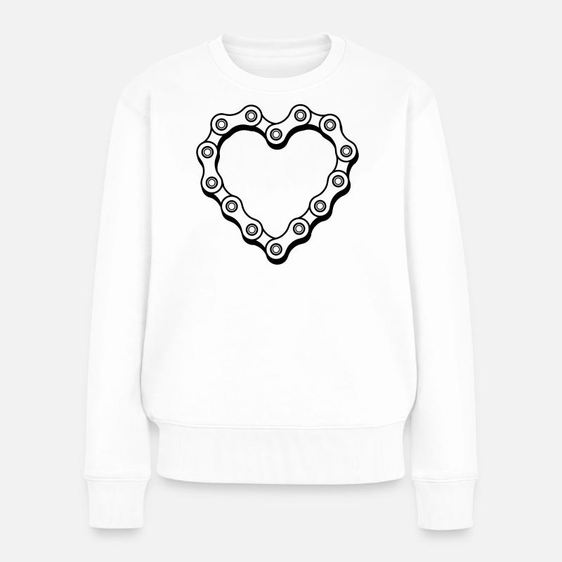 Fahrradkette Herz Rennrad Radfahrer - Frauen Premium Bio Pullover - Weiß
