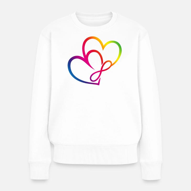 Two Hearts Rainbow Infinity Love CSD LGBT - Women's Premium Organic Jumper - white