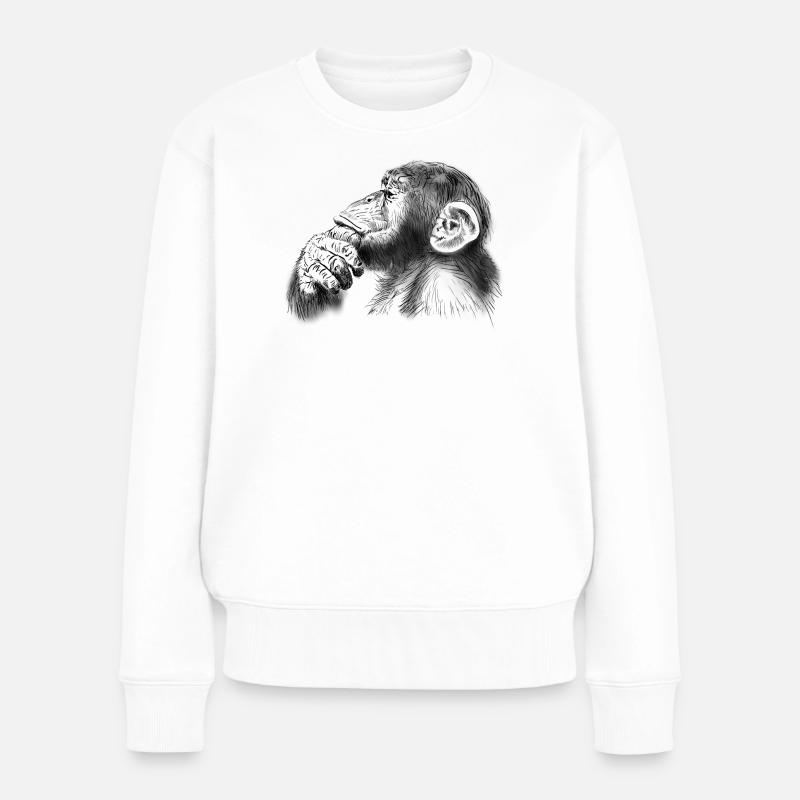 Schimpanse - Frauen Premium Bio Pullover - Weiß