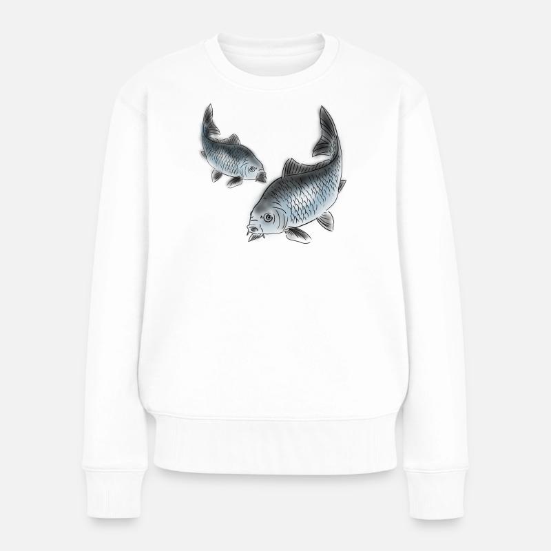 Karpfen - Frauen Premium Bio Pullover - Weiß