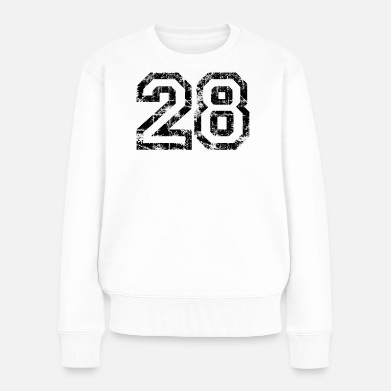 Zahl 28 (Vintage Weiß) 28. Geburtstag N. 28 - Frauen Premium Bio Pullover - Weiß