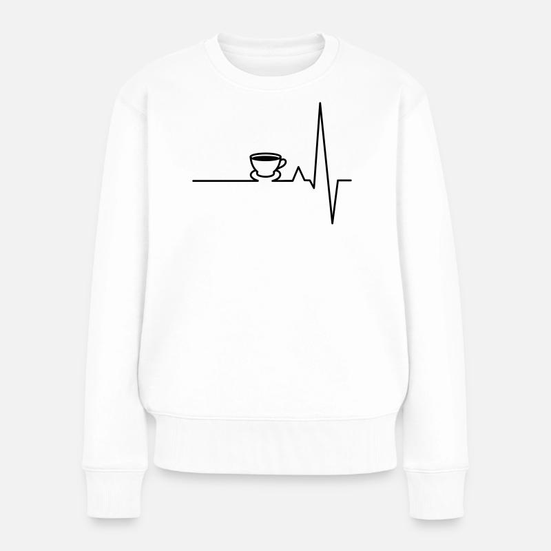 Battement de coeur café ECG - Pull Premium bio Femme - blanc