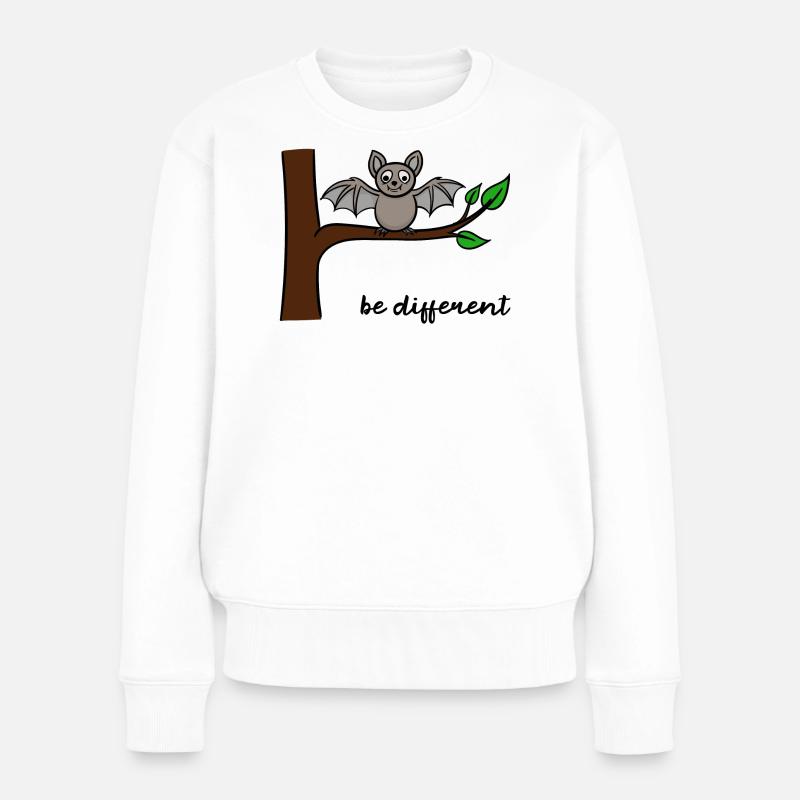 Lustig Fledermaus Anders Sein Mutig Humorvoll - Frauen Premium Bio Pullover - Weiß
