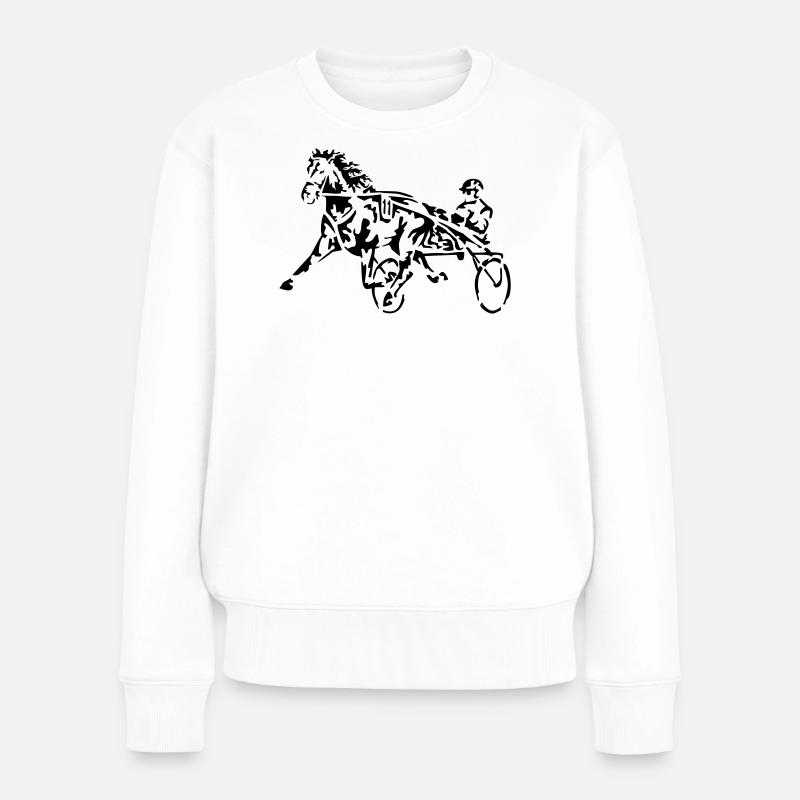 Traber Trabrennen rennen - Frauen Premium Bio Pullover - Weiß