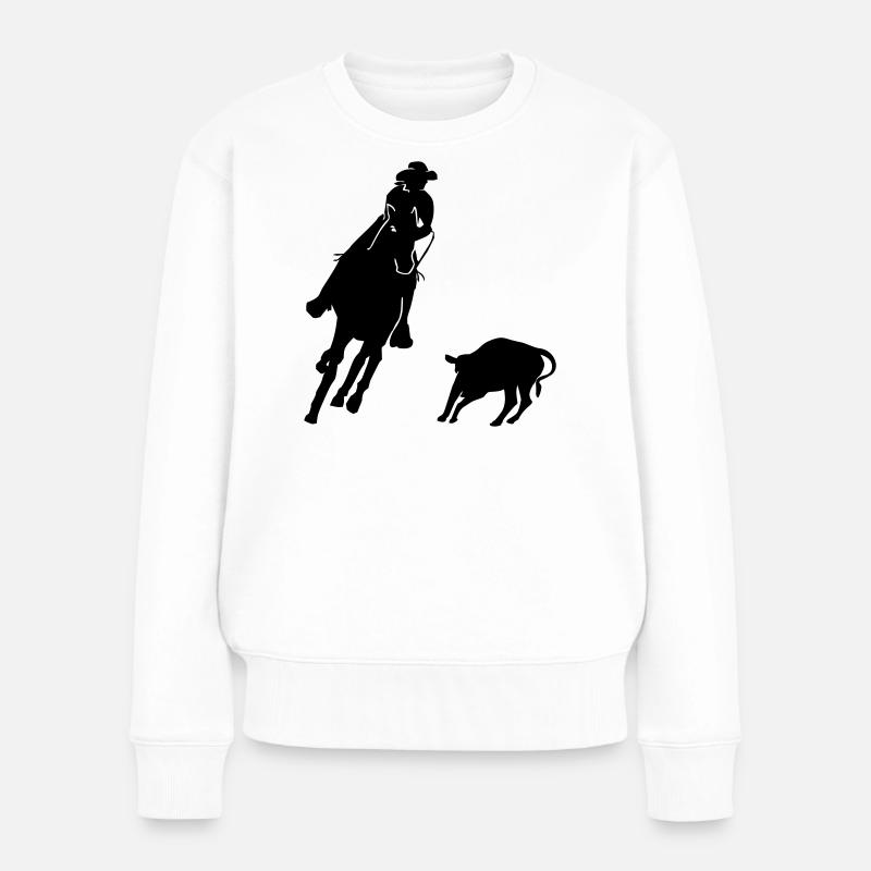 Pferdesport Westernreiten - Cutting - Frauen Premium Bio Pullover - Weiß