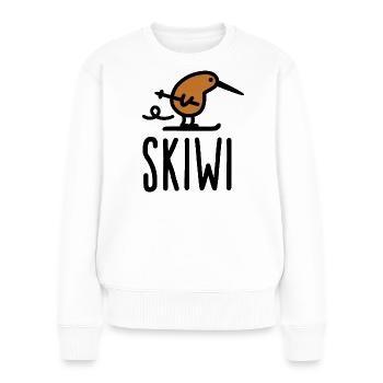 Skiwi Kiwi Vogel Neuseeland Skifahren cartoon - Frauen Premium Bio Pullover - Weiß - Vorne - Julia (174cm)