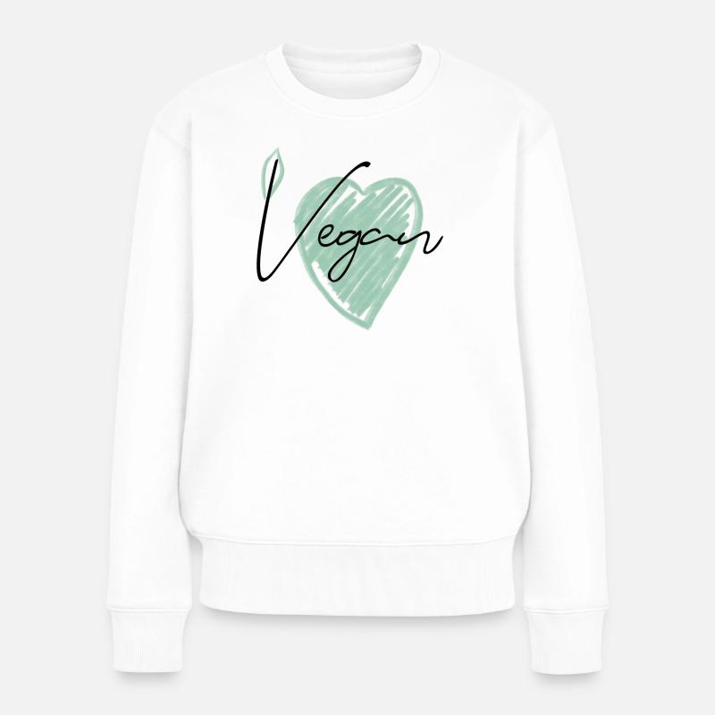 Vegan - Frauen Premium Bio Pullover - Weiß