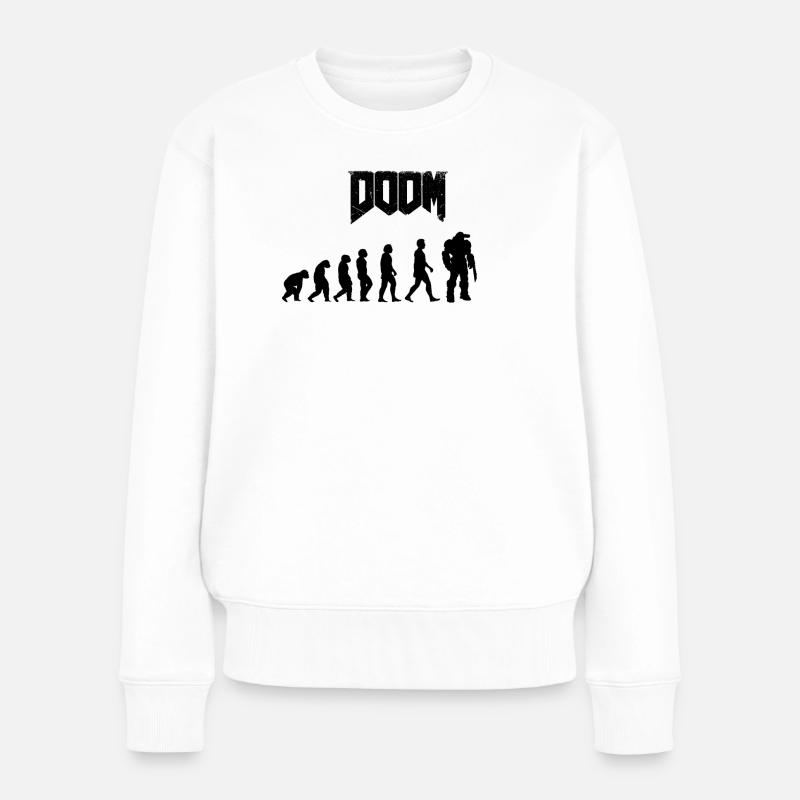 Minimalistische menschliche Evolutionssilhouetten - Frauen Premium Bio Pullover - Weiß