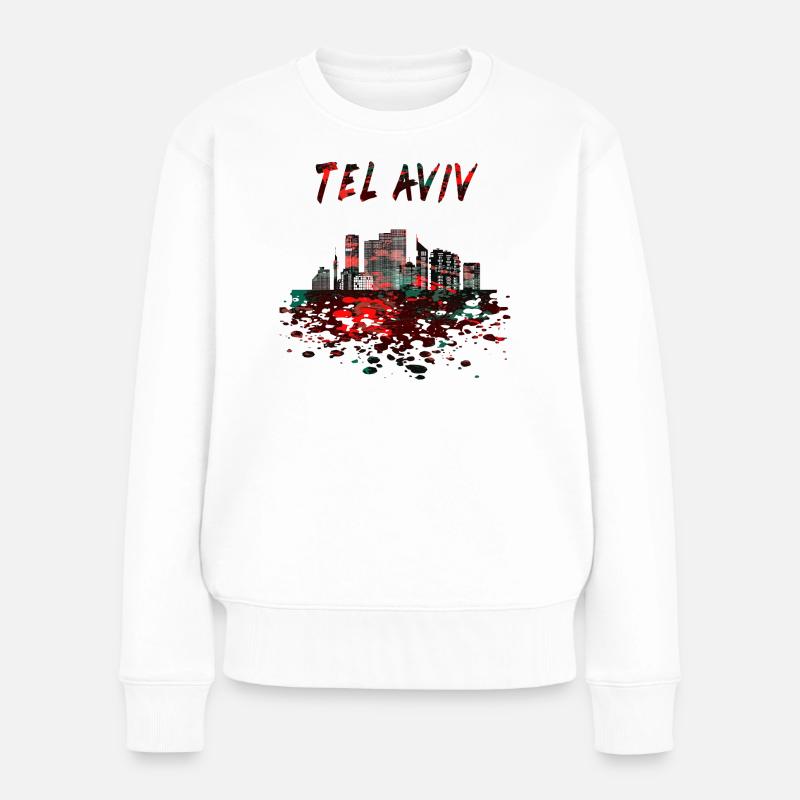 Tel Aviv Skyline / Geschenk Israel Stadt - Frauen Premium Bio Pullover - Weiß