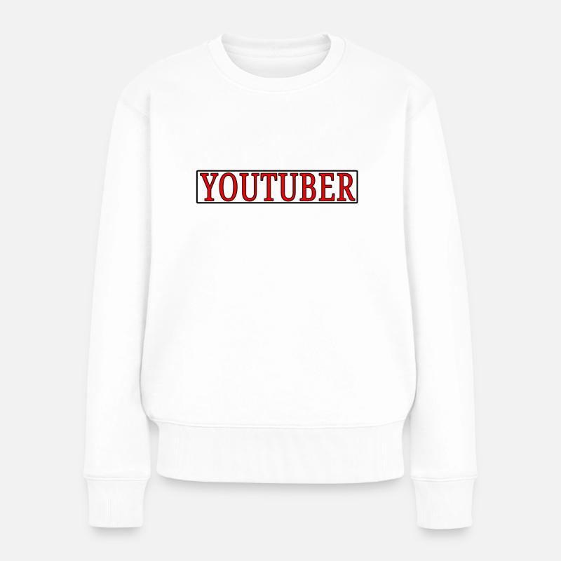 Youtuber Schriftzug - Frauen Premium Bio Pullover - Weiß