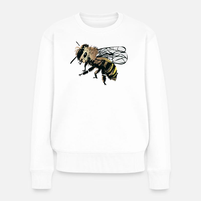 Stilisiertes Honigbiene Illustration - Frauen Premium Bio Pullover - Weiß
