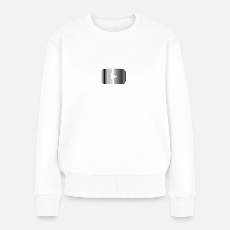 Silberner Play Button  - Frauen Premium Bio Pullover - Weiß