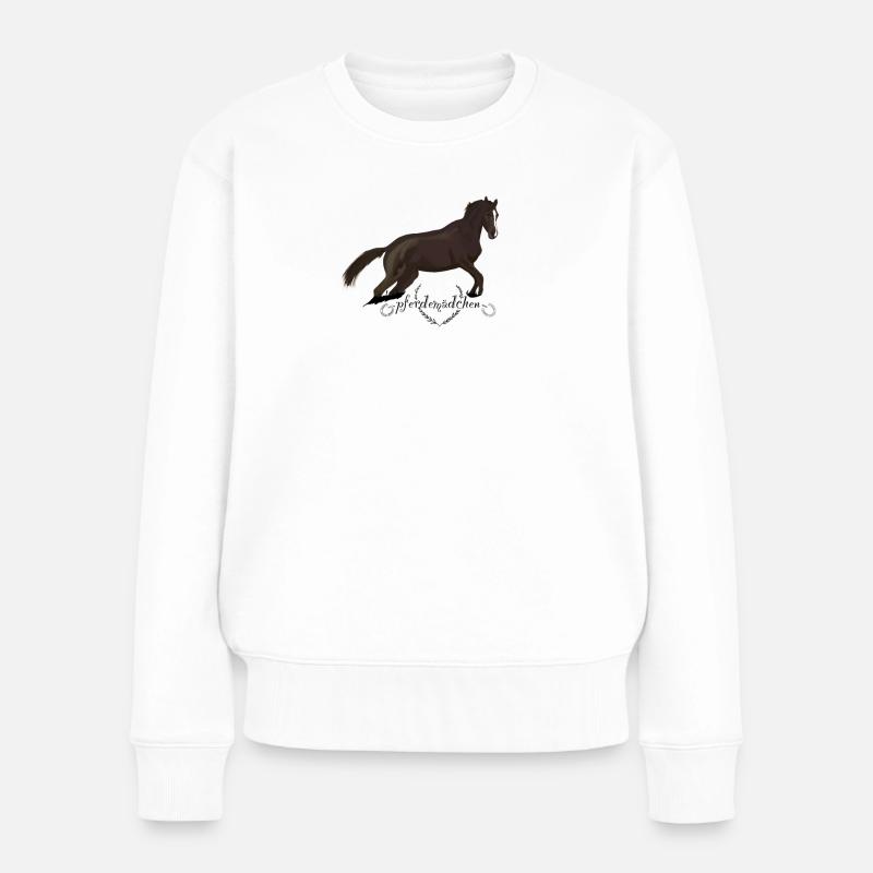 Pferdemädchen - Frauen Premium Bio Pullover - Weiß