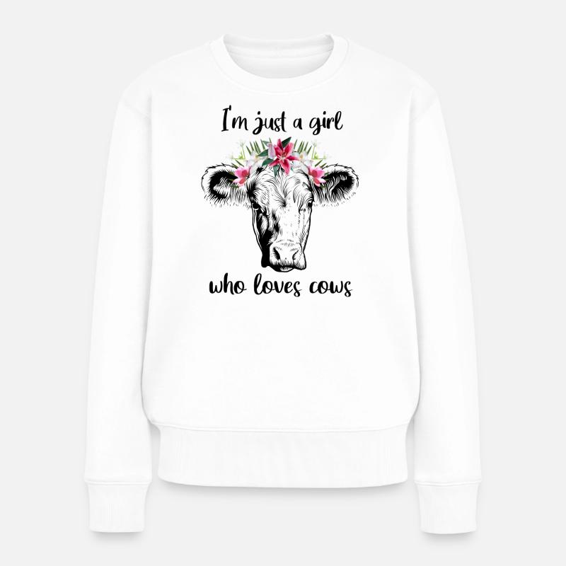 Kuh Mädchen - Frauen Premium Bio Pullover - Weiß