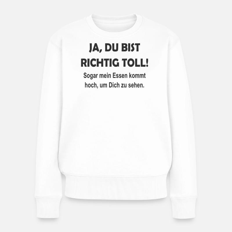 lustiger Spruch lustige Sprüche Humor Maske Idee - Frauen Premium Bio Pullover - Weiß