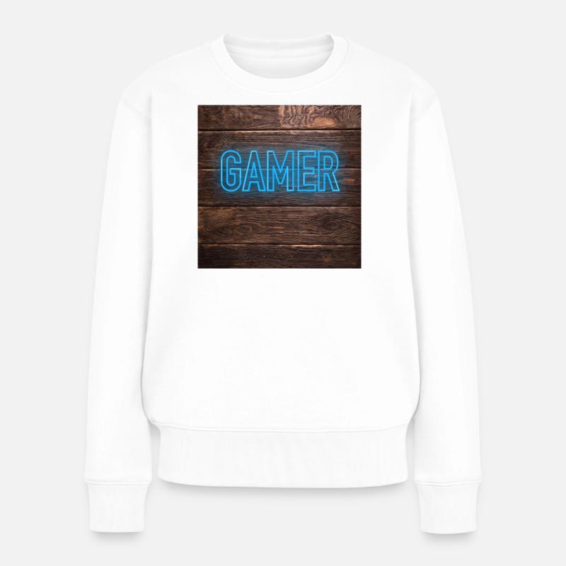 Gamer - Frauen Premium Bio Pullover - Weiß