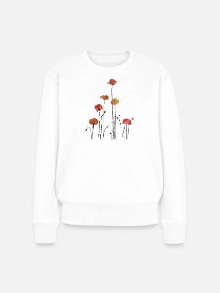 Mohnblume Klatschmohn - Frauen Premium Bio Pullover - Weiß