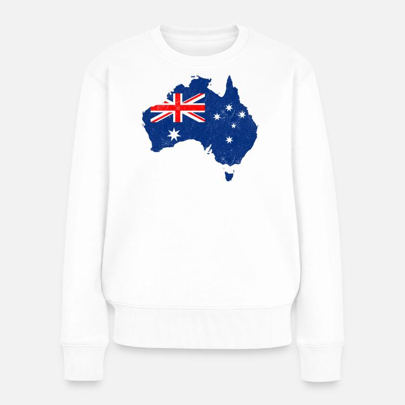 Flaggenkarte von Australien - Frauen Premium Bio Pullover - Weiß
