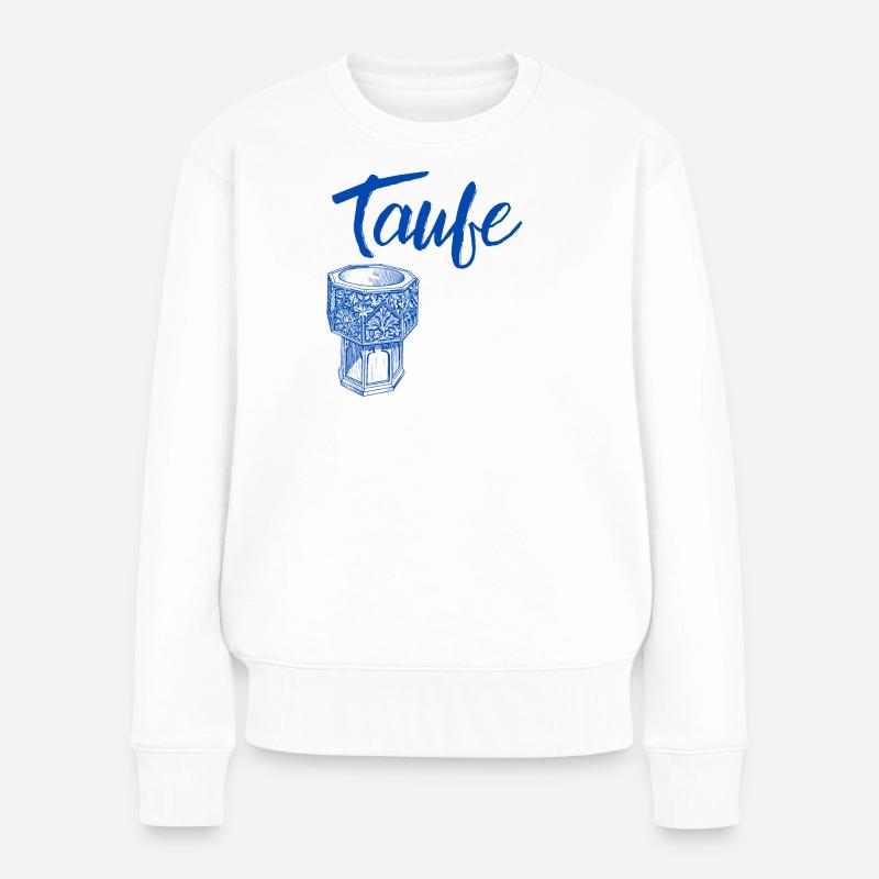 Taufe Taufstein symbolisch taufen Gottesdienst - Frauen Premium Bio Pullover - Weiß