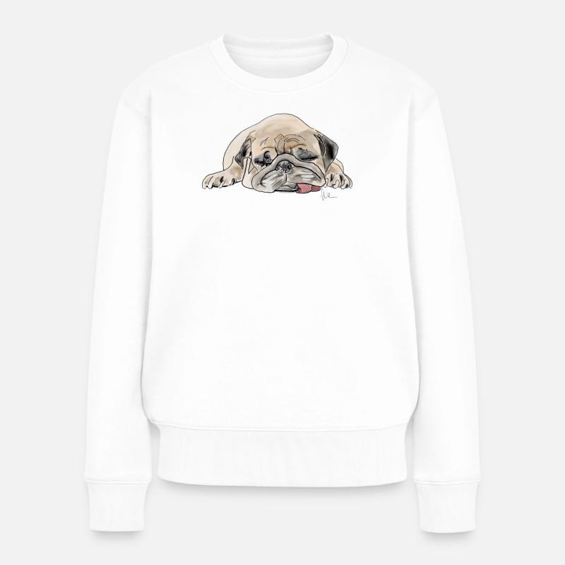 Pug Mops Wauwau - Frauen Premium Bio Pullover - Weiß