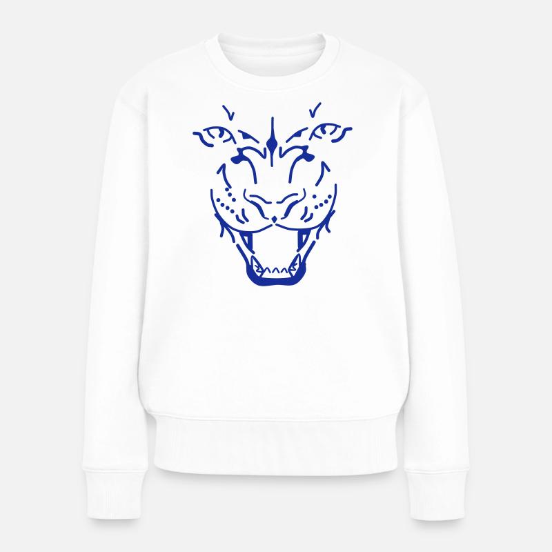 Ornament Schädel Tigermotiv - Frauen Premium Bio Pullover - Weiß