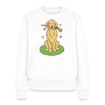Golden Retriever Kawaii - Frauen Premium Bio Pullover - Weiß - Vorne - Julia (174cm)