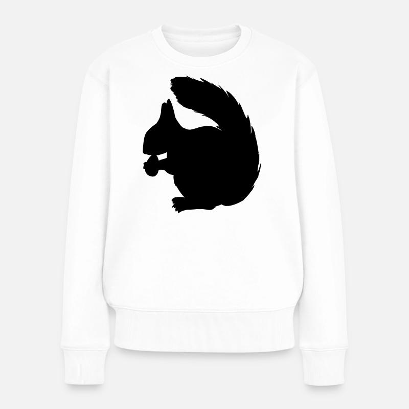Eichhörnchen mit Nussschattenfigur - Frauen Premium Bio Pullover - Weiß
