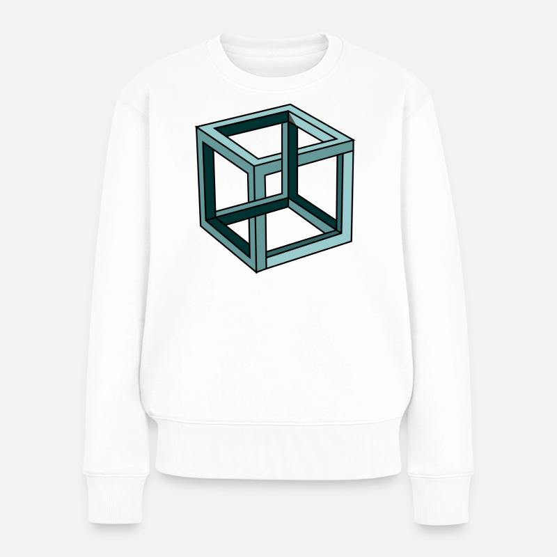Escher Impossible Cube - Women's Premium Organic Jumper - white