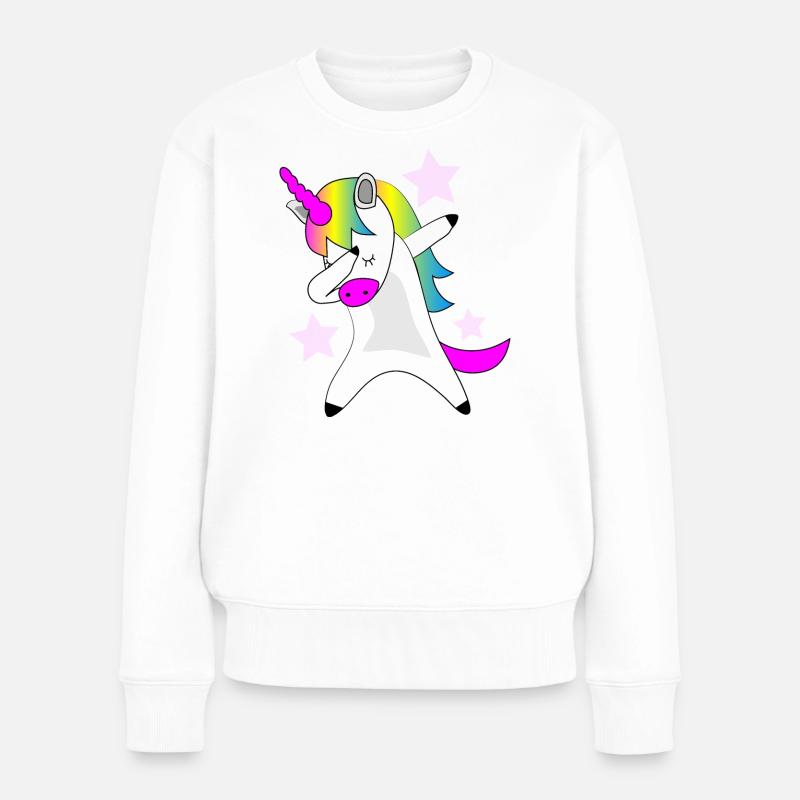 T-Shirt tupfen Einhorn Geschenkidee - Frauen Premium Bio Pullover - Weiß