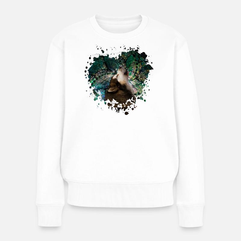 Heulender Malamute - Frauen Premium Bio Pullover - Weiß